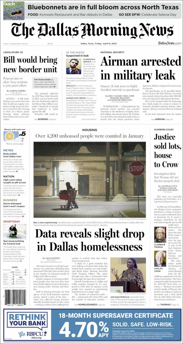 Portada de Dallas Morning News (USA)