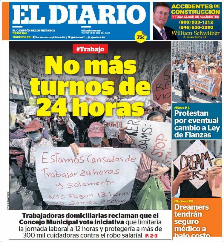 Portada de El Diario NY (USA)