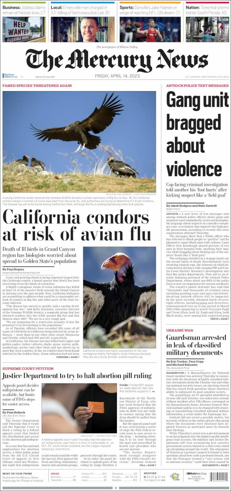 Portada de San Jose Mercury News (USA)