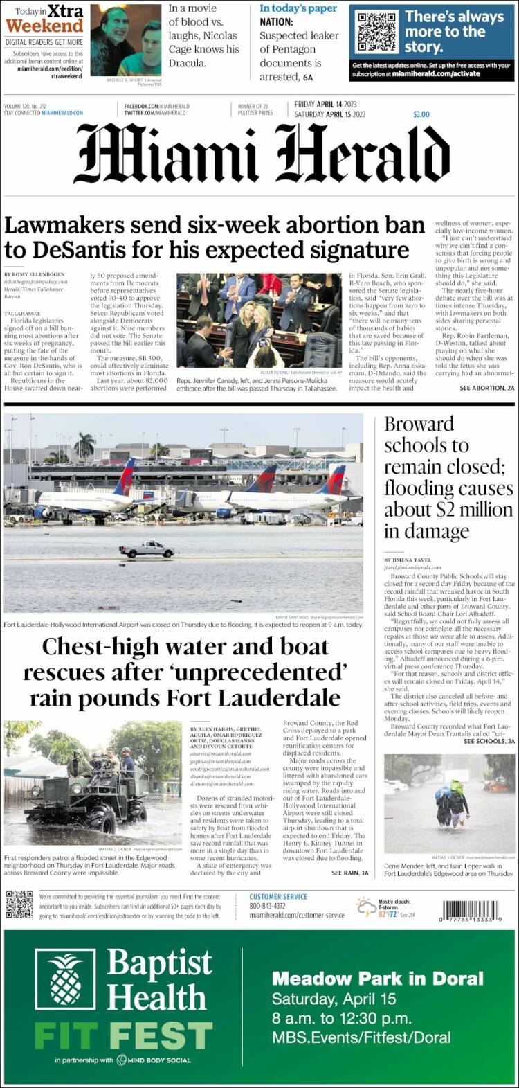 Portada de Miami Herald (USA)