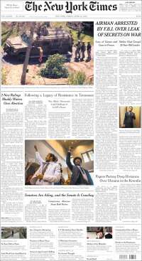 Portada de New York Times (USA)