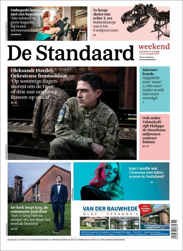 Portada de De Standaard (B&eacute;lgica)