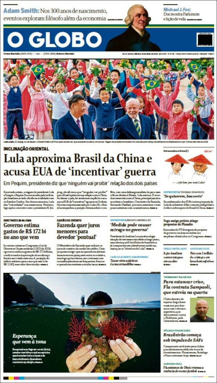 Portada de O Globo (Brasil)