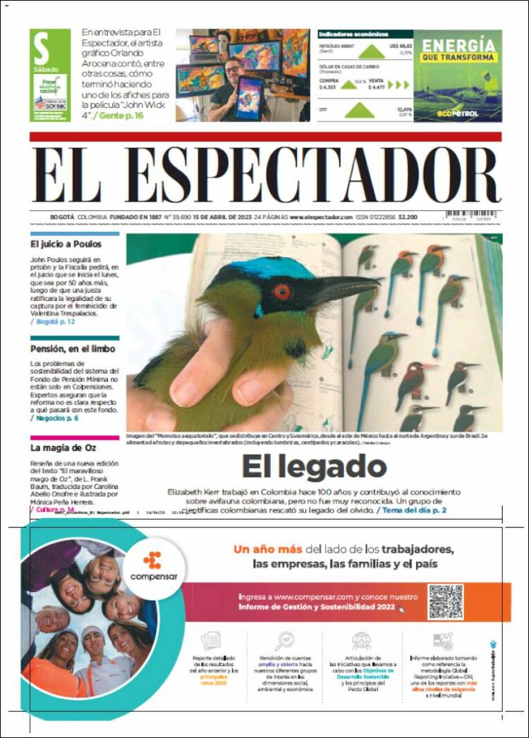 Portada de El Espectador (Colombia)