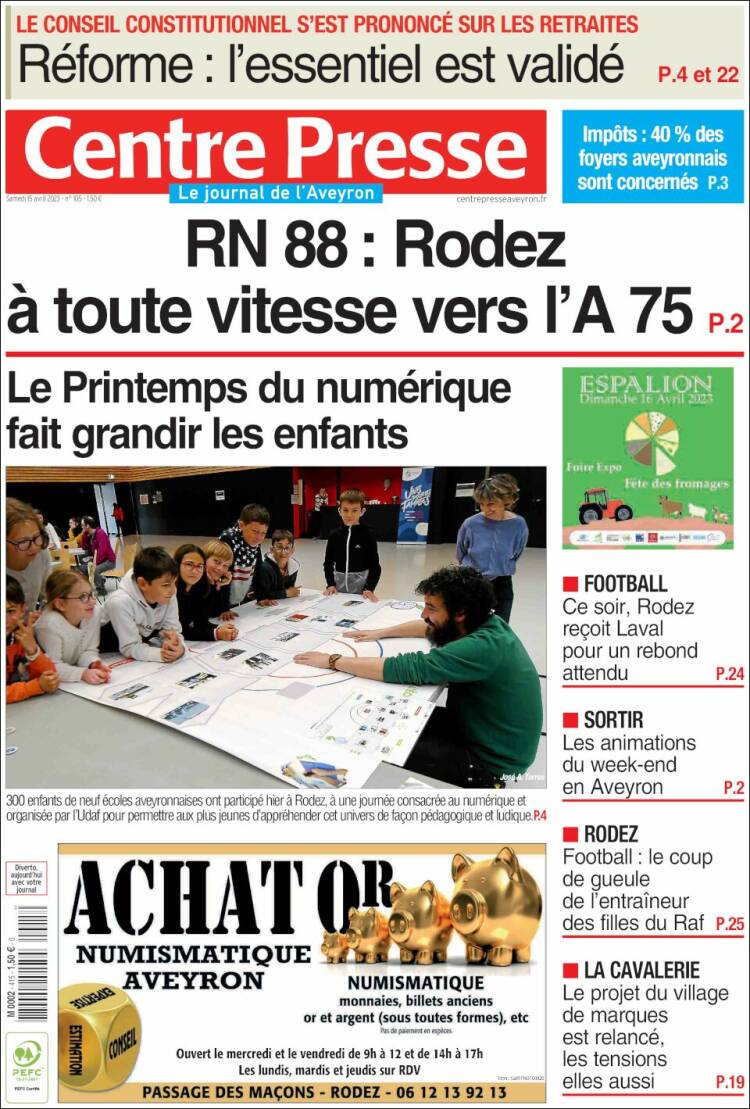 Portada de Centre Presse (Francia)