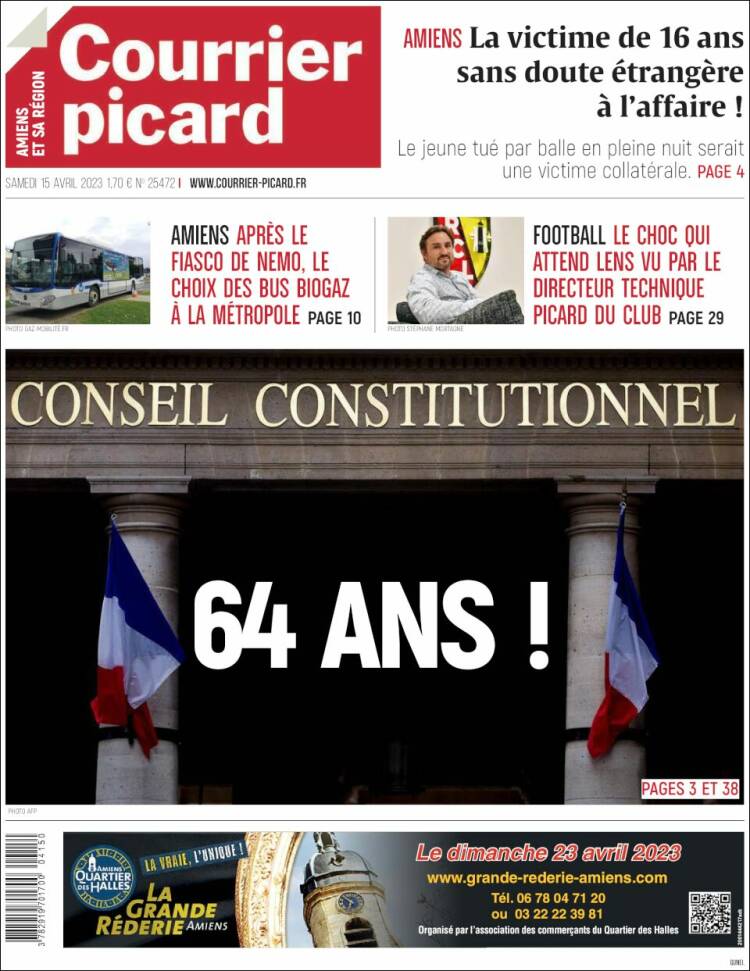 Portada de Courrier Picard (Francia)