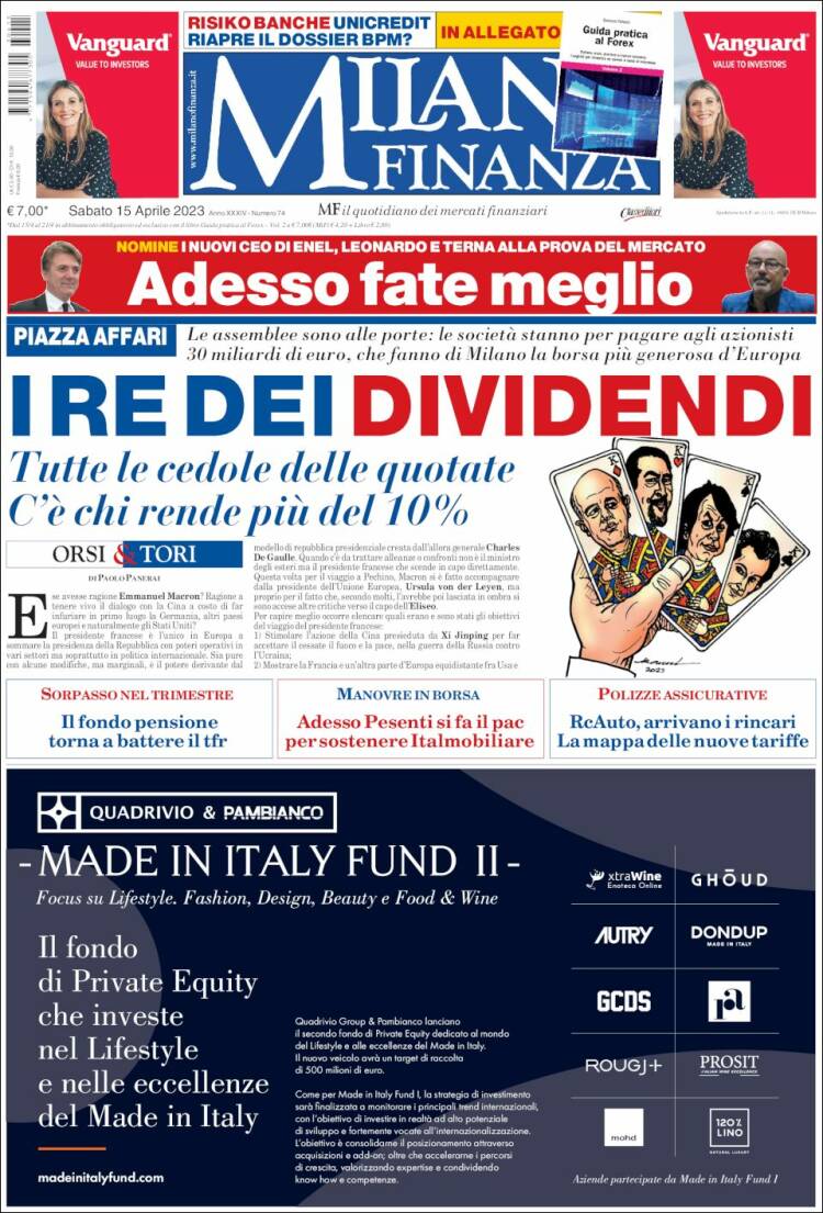 Portada de Milano Finanza (Italia)