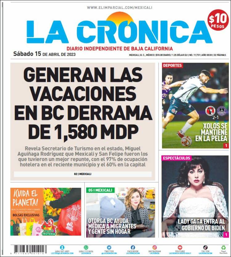 Portada de La Crónica de Baja California (M&eacute;xico)