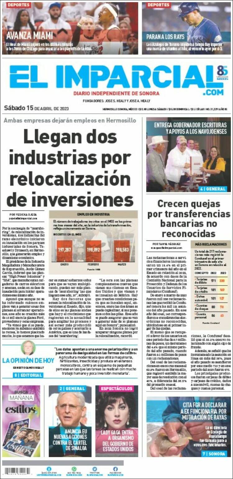 Portada de El Imparcial (M&eacute;xico)