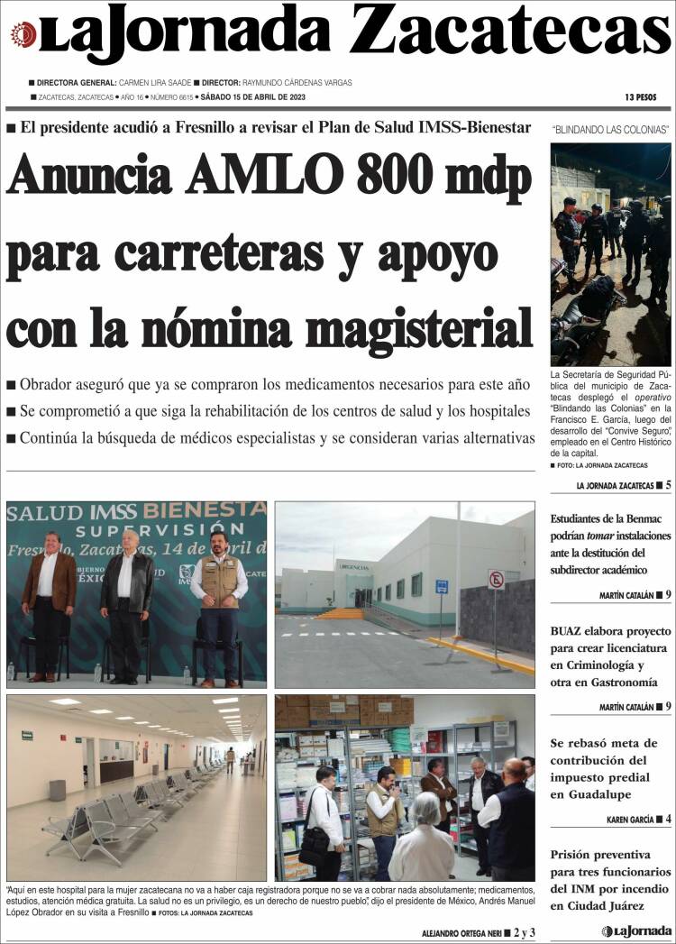 Portada de Jornada de Zacatecas (M&eacute;xico)