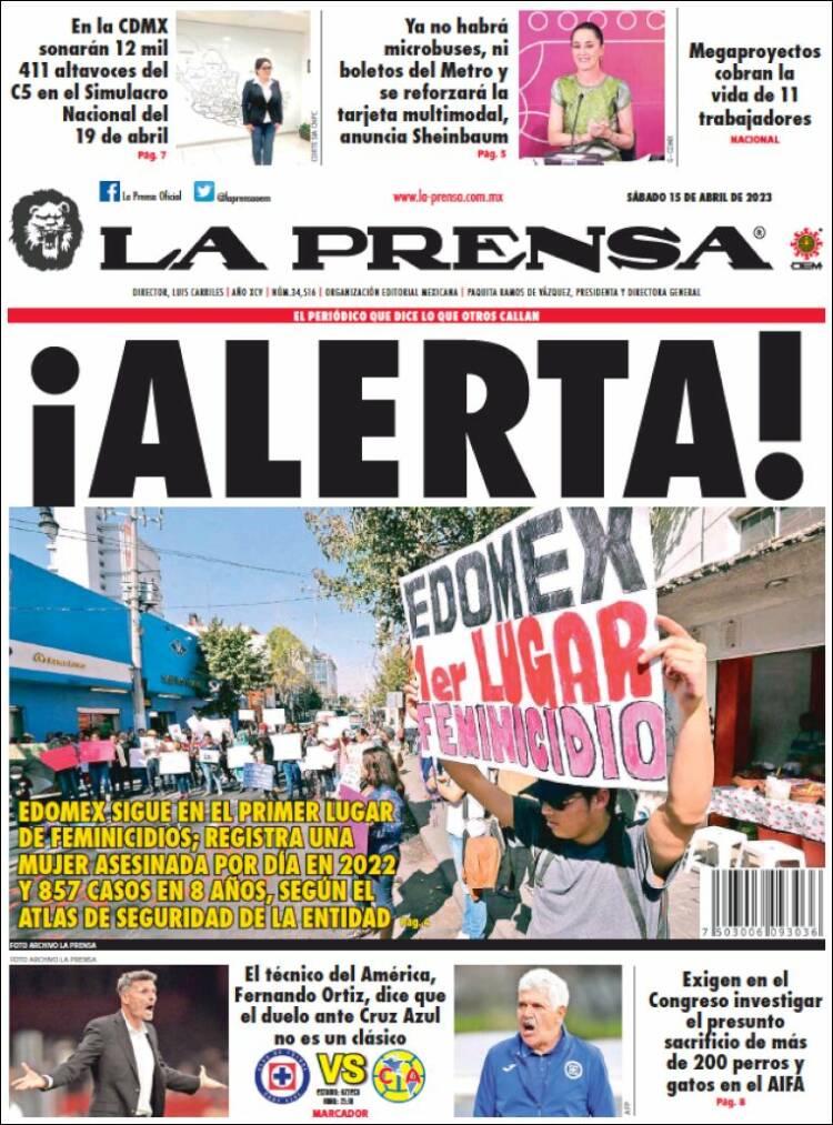 Portada de La Prensa (M&eacute;xico)