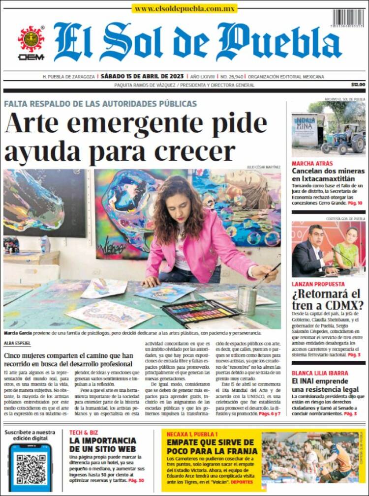 Portada de El Sol de Puebla (M&eacute;xico)