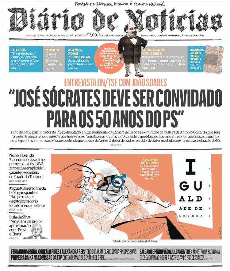 Portada de Diário de Noticias (Portugal)
