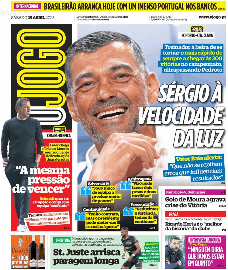 Portada de O Jogo (Portugal)