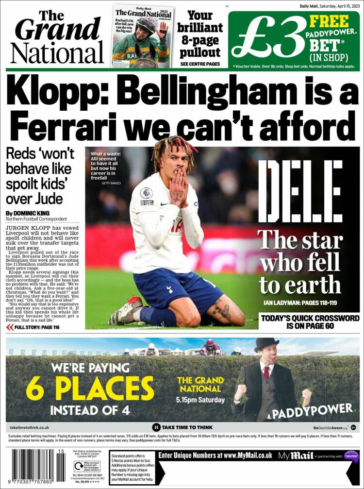 Portada de Daily Mail Sport (Reino Unido)