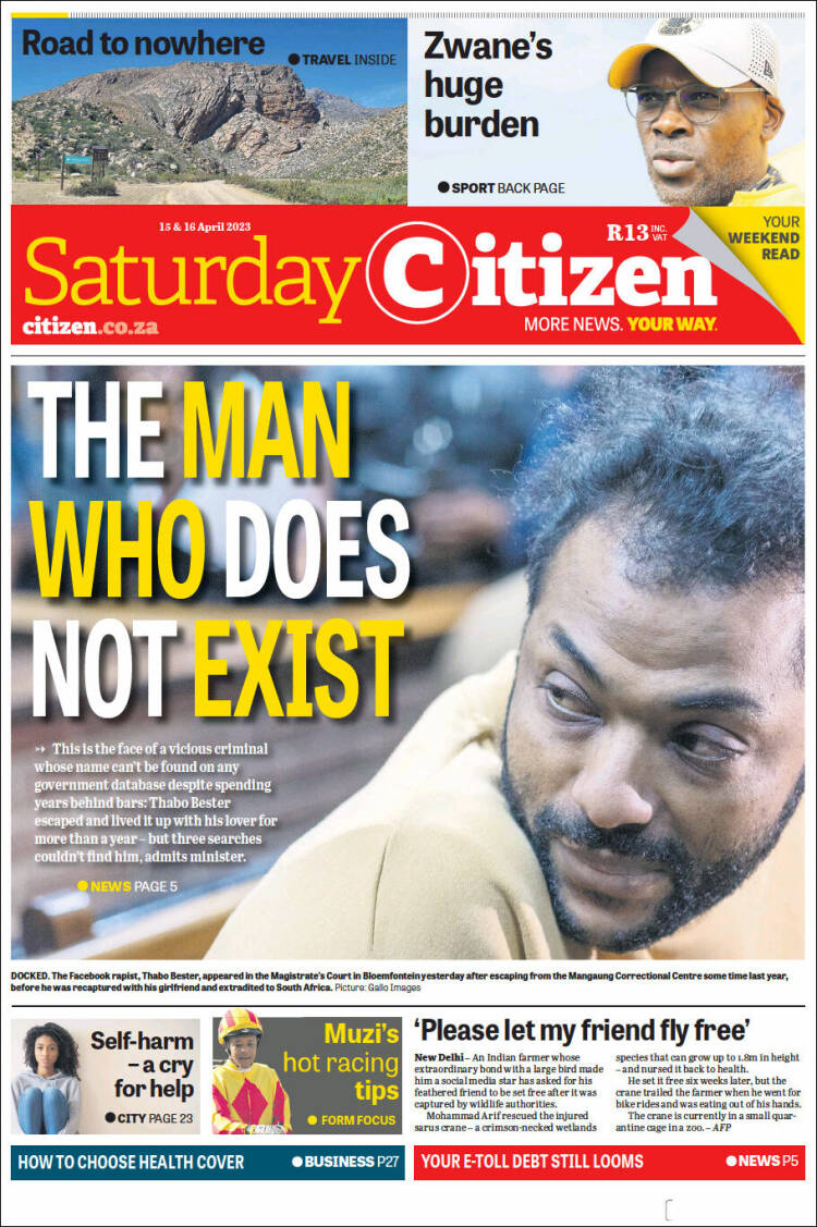 Portada de The Citizen (Sud&aacute;frica)