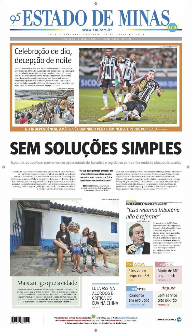 Portada de Jornal Estado de Minas (Brasil)
