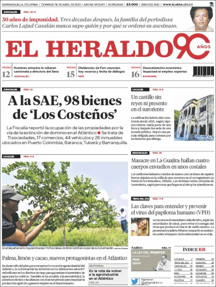 Portada de El Heraldo (Colombia)