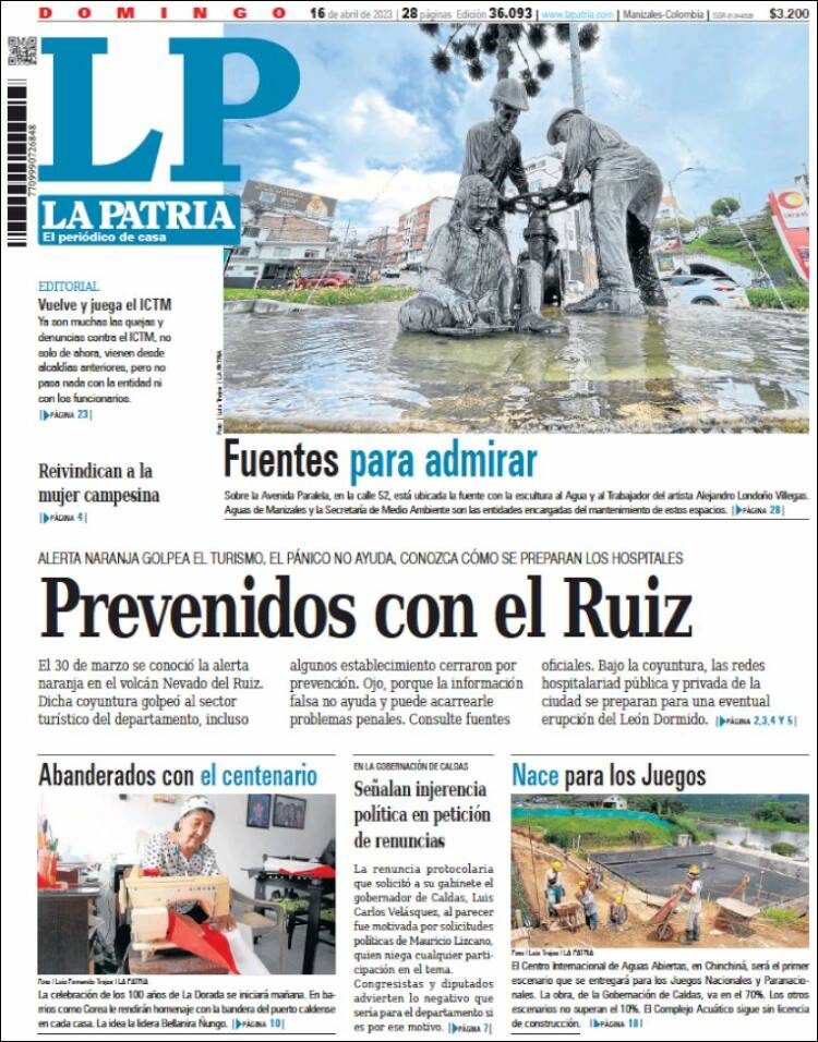 Portada de La Patria (Colombia)