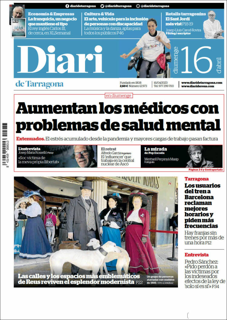Portada de Diari de Tarragona (España)