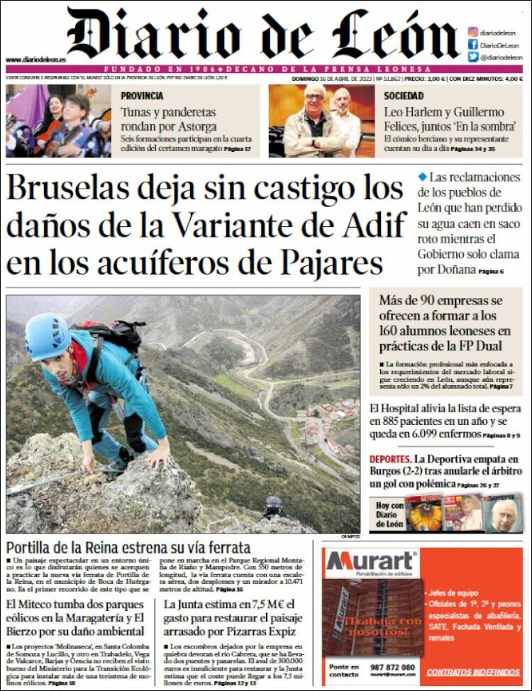 Portada de Diario de León (España)