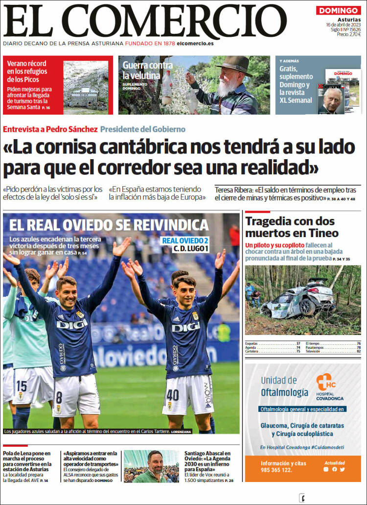 Portada de El Comercio (España)