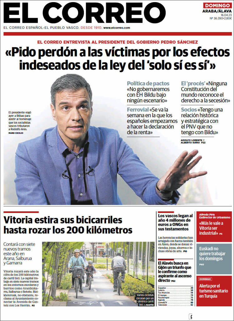 Portada de El Correo - Álava (España)
