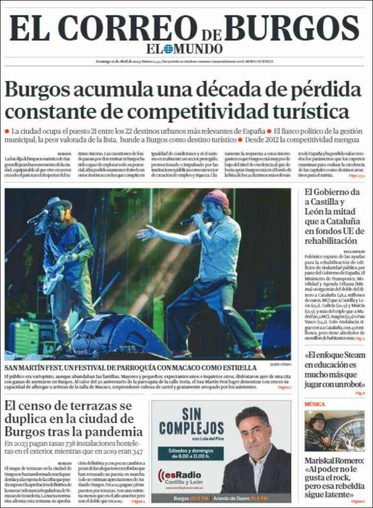 Portada de El Correo de Burgos (España)