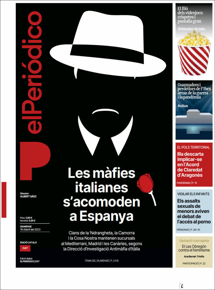 Portada de El Periódico de Catalunya (España)