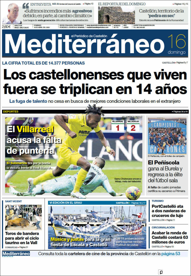 Portada de El Periódico Mediterraneo (España)