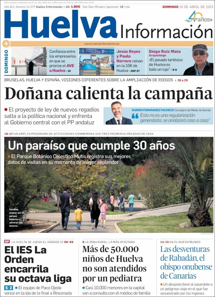 Portada de Huelva Información (España)