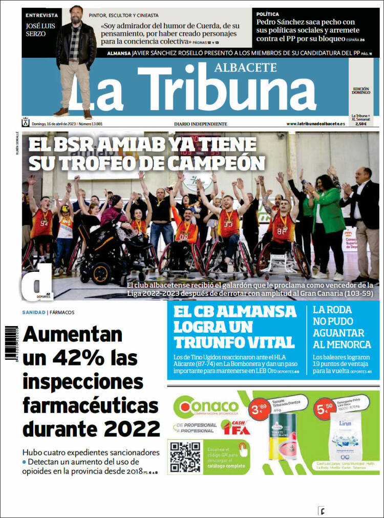 Portada de La Tribuna de Albacete (España)
