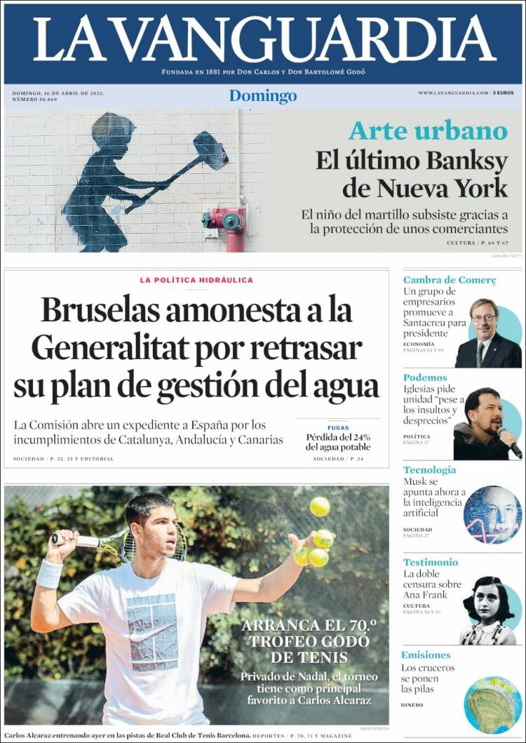 Portada de La Vanguardia (España)