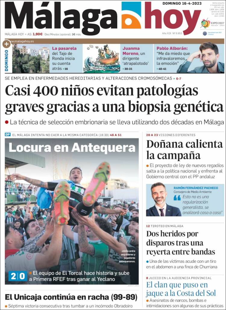 Portada de Málaga Hoy (España)