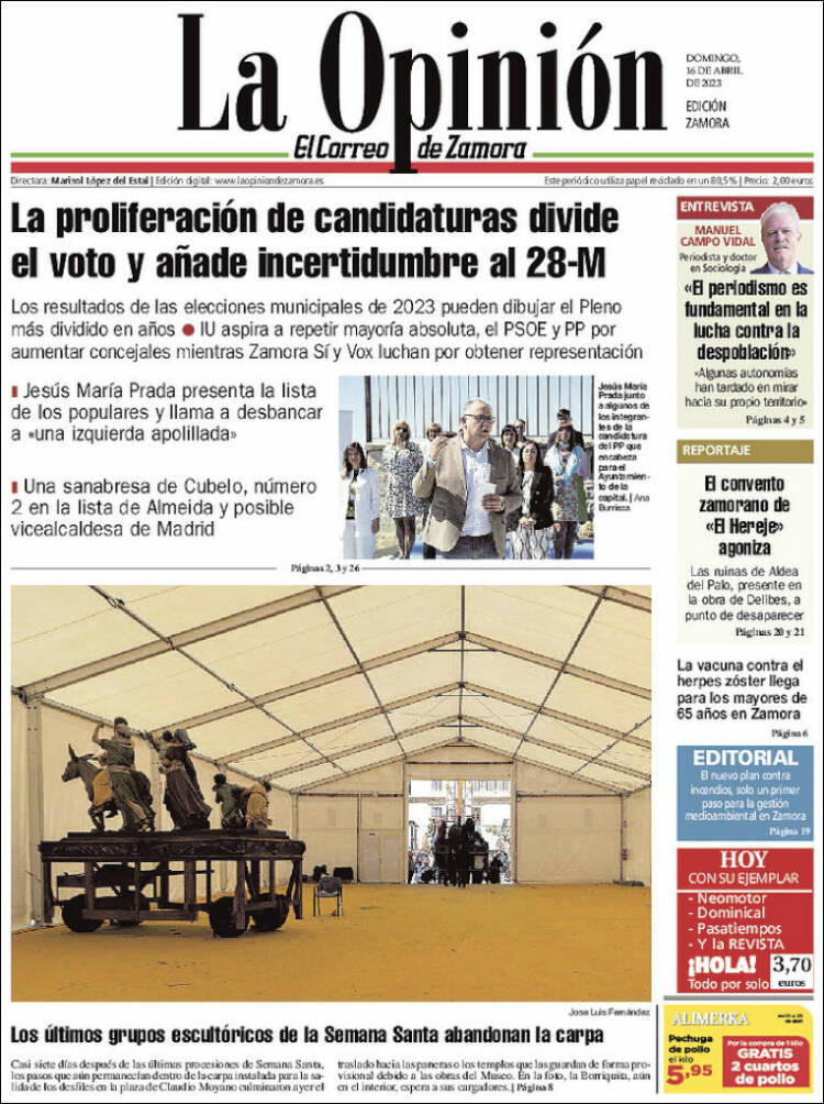 Portada de La Opinión - El Correo de Zamora (España)