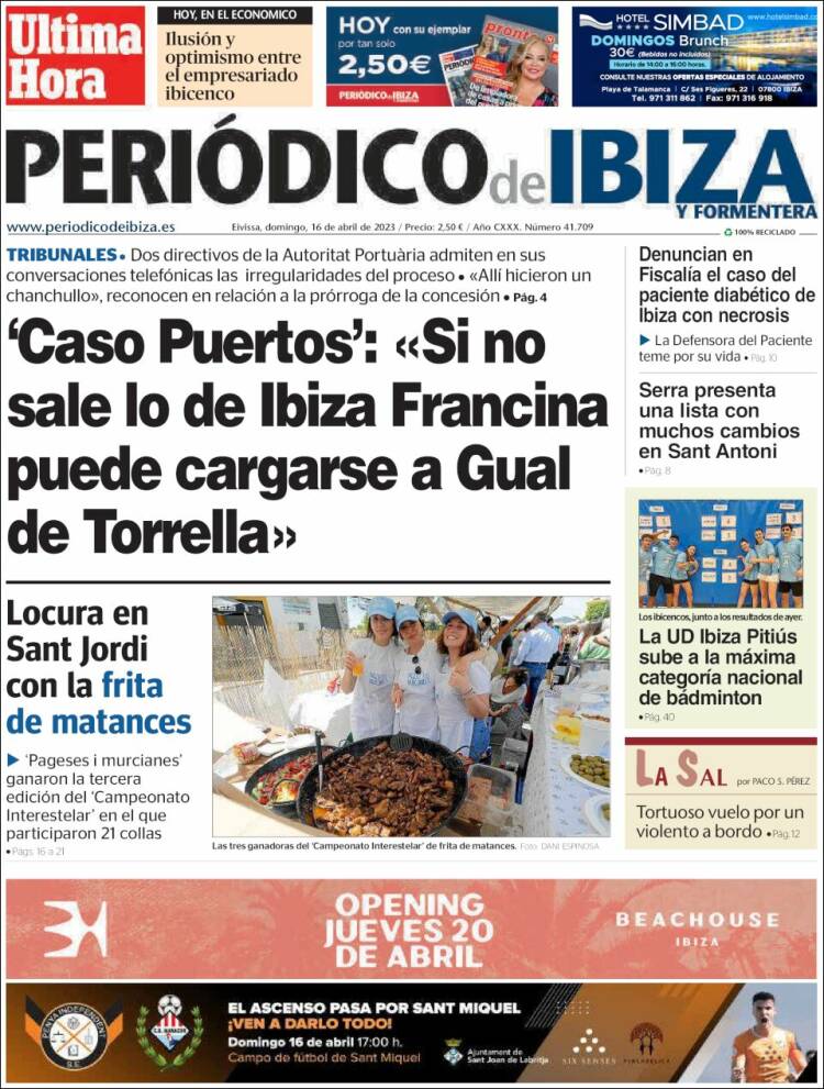 Portada de Periódico de Ibiza (España)