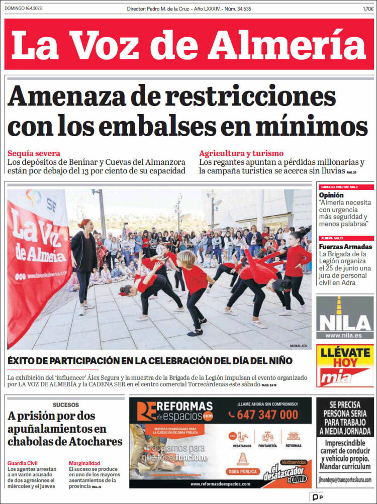 Portada de La Voz de Almería (España)
