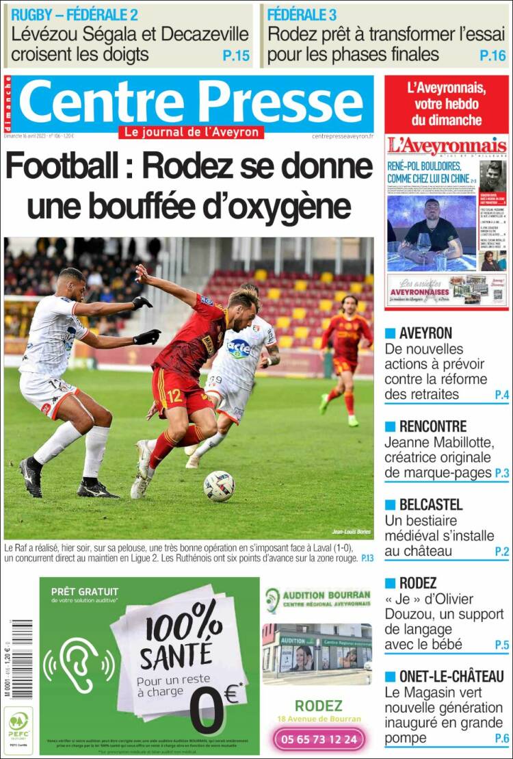 Portada de Centre Presse (Francia)