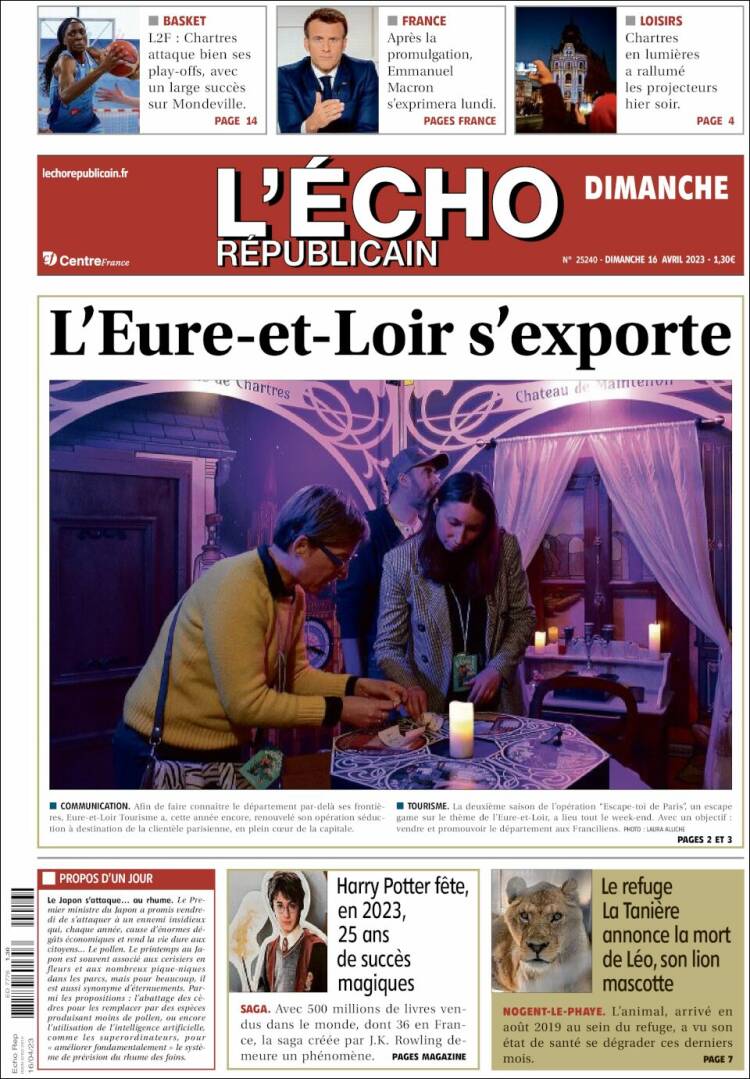 Portada de L'Echo Républicain (Francia)