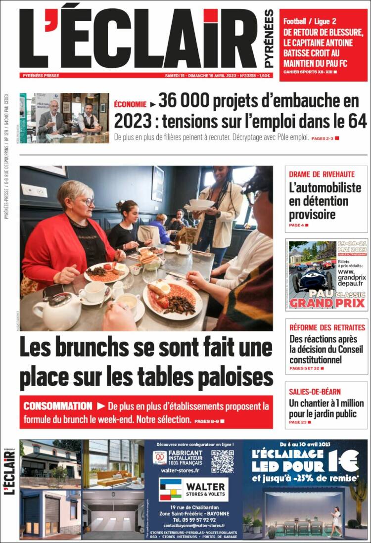 Portada de L'Eclair des Pyrénées (Francia)