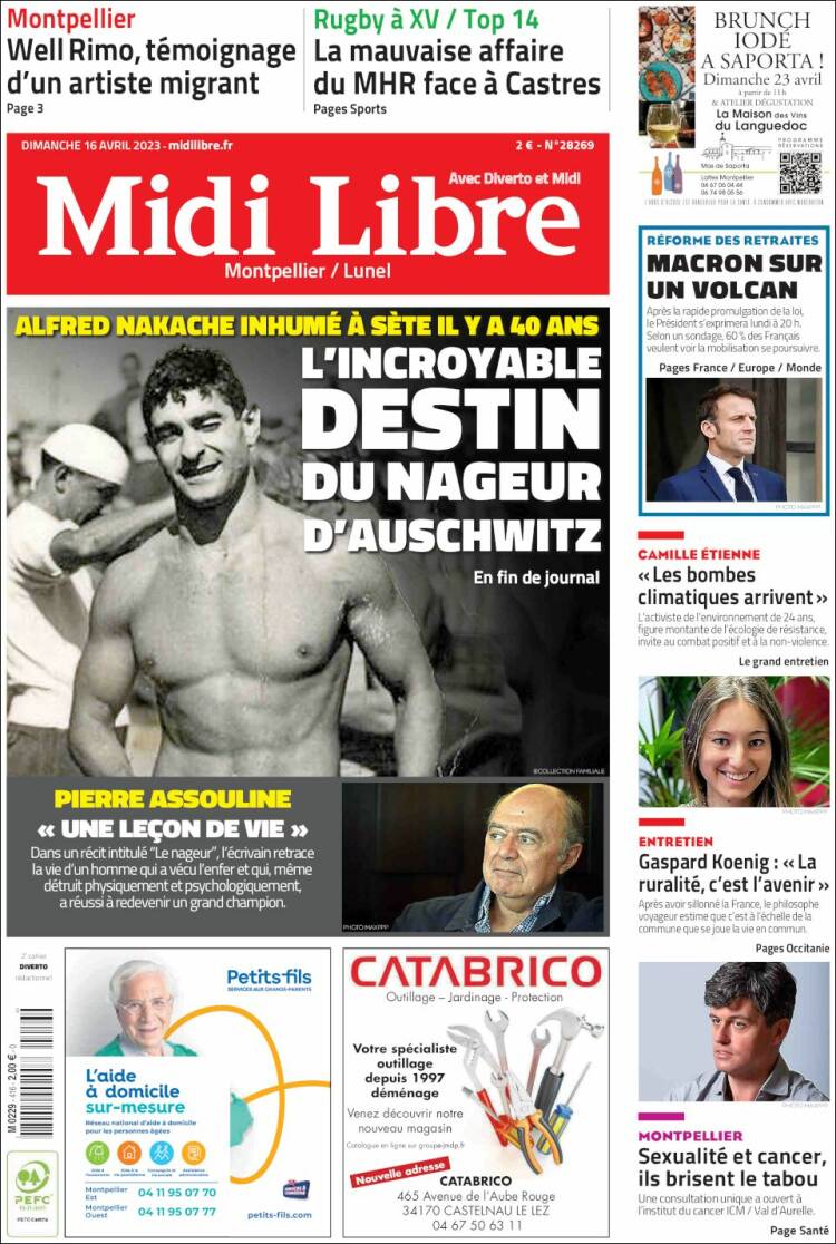 Portada de Midi Libre (Francia)