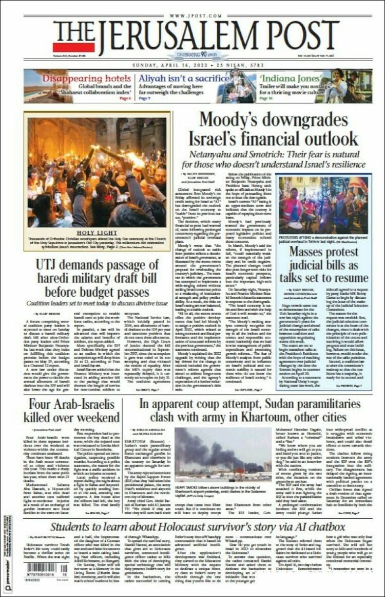 Portada de The Jerusalem Post (Israel)