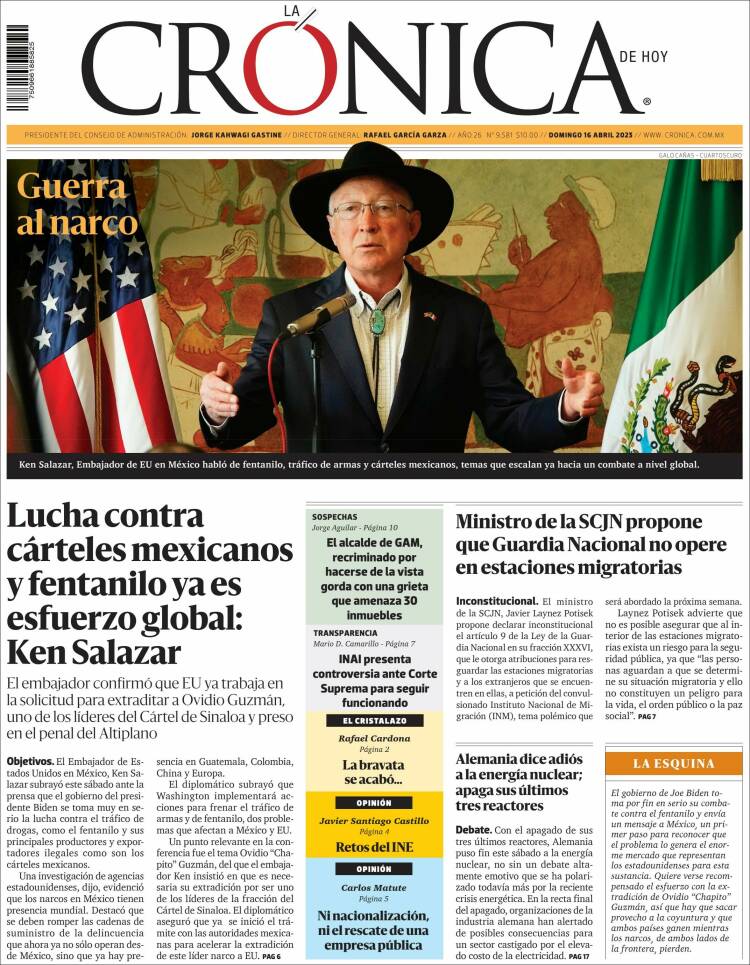 Portada de La Crónica de Hoy (México)