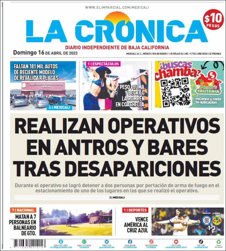 Portada de La Crónica de Baja California (México)