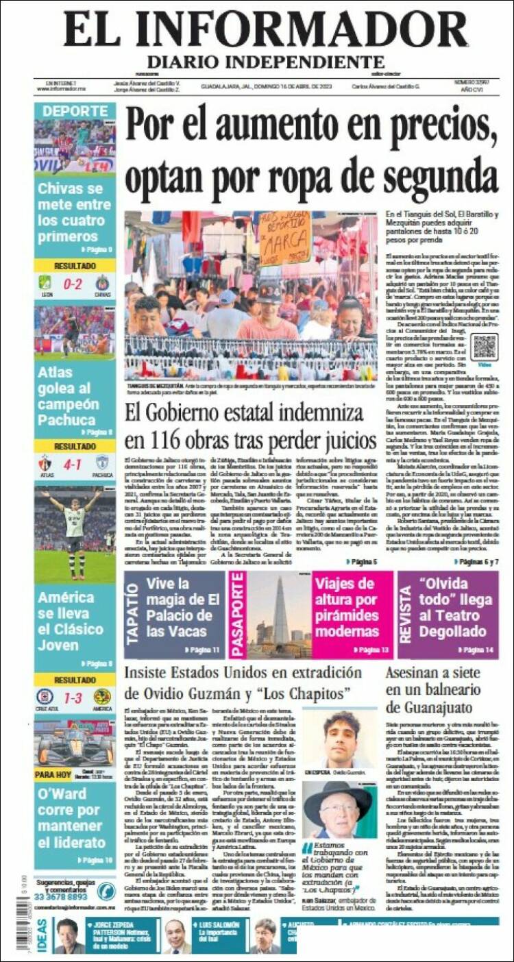 Portada de El Informador (México)