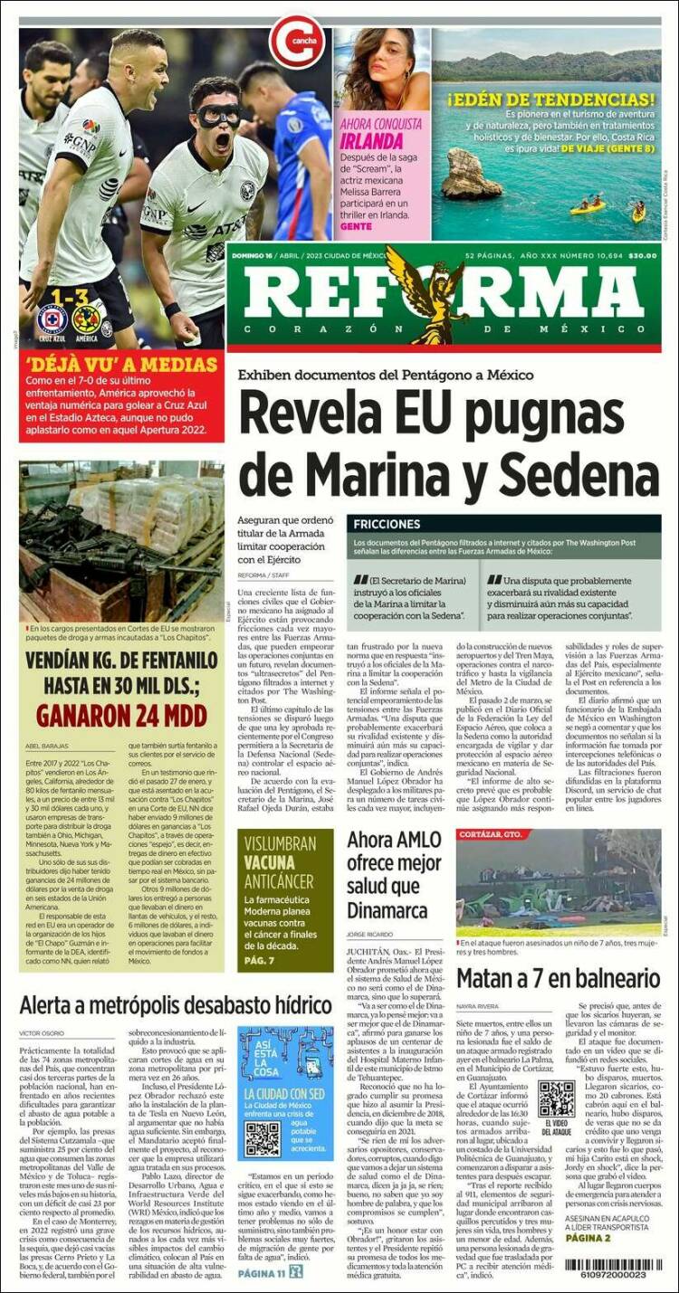 Portada de Reforma (México)