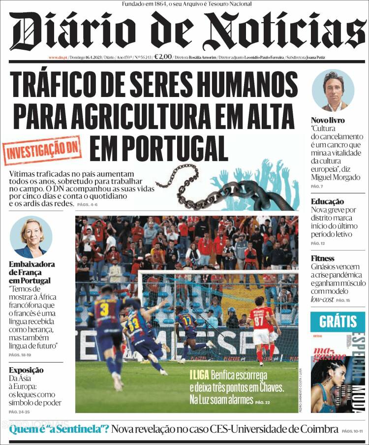 Portada de Diário de Noticias (Portugal)