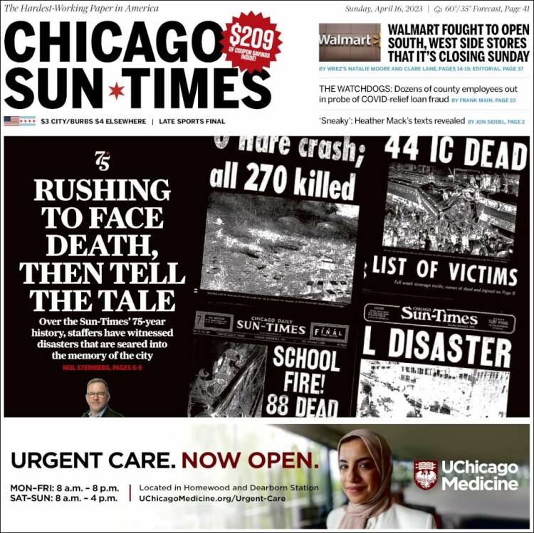 Portada de Chicago Sun-Times (USA)