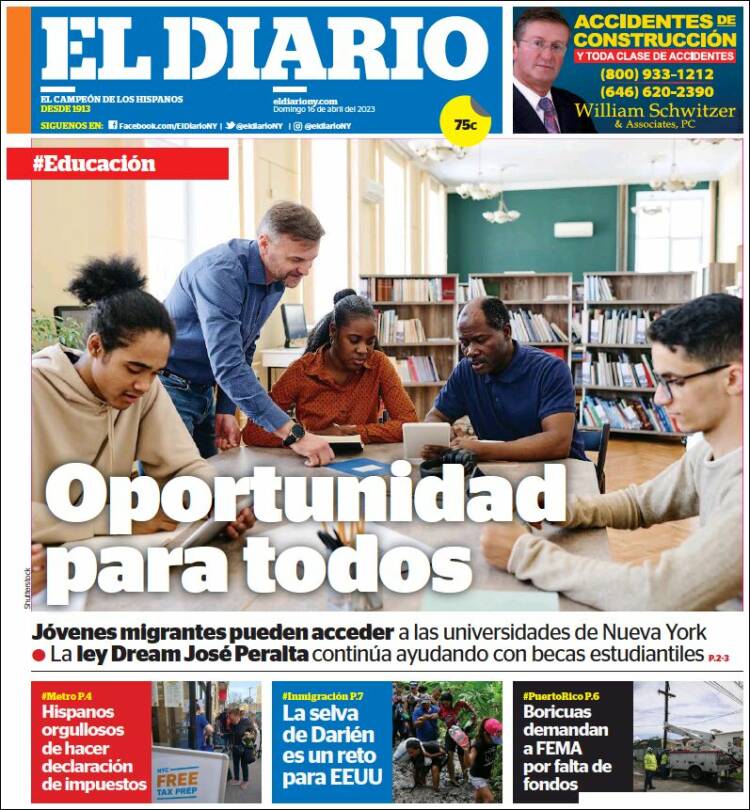 Portada de El Diario NY (USA)