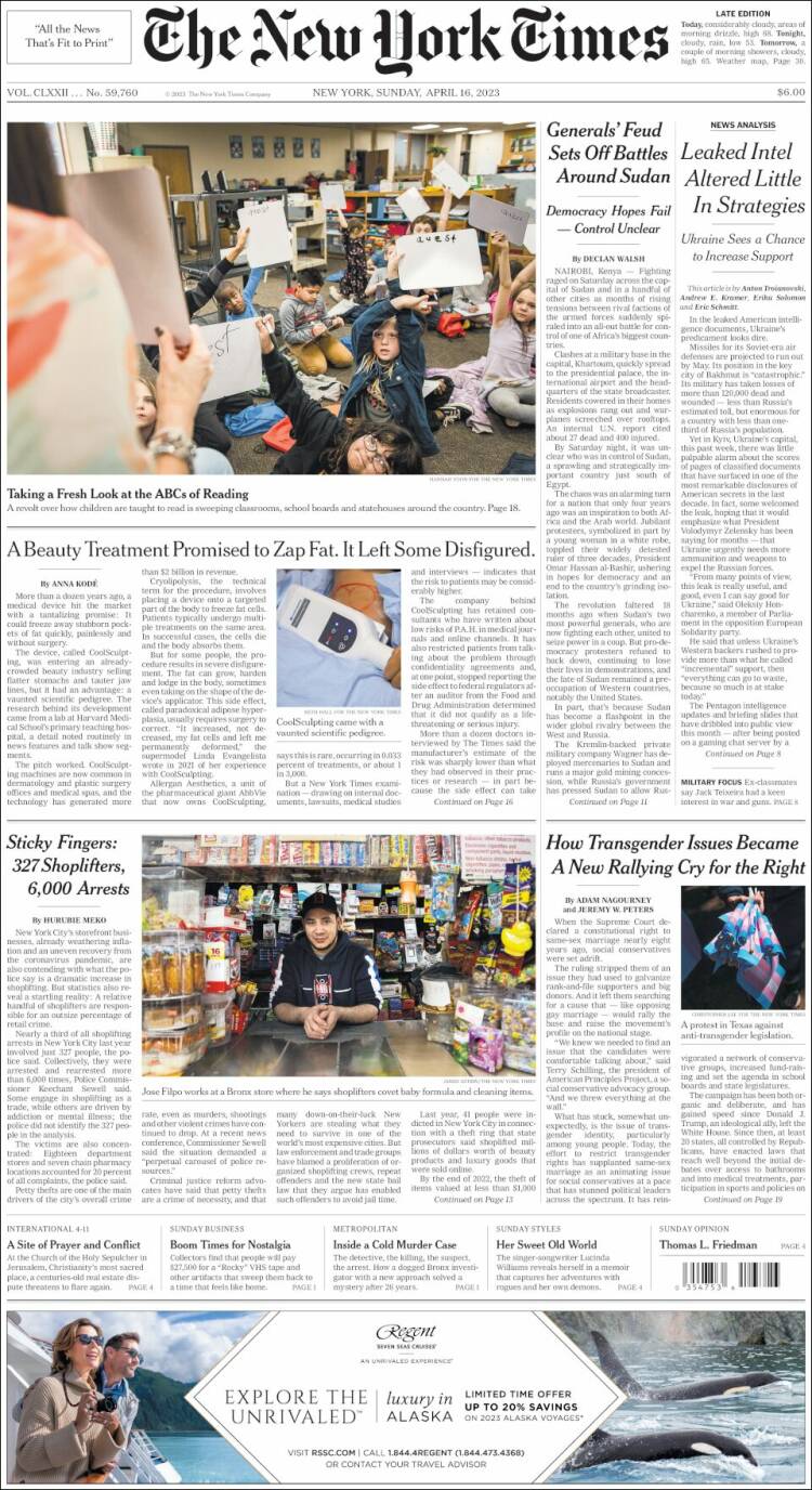 Portada de New York Times (USA)